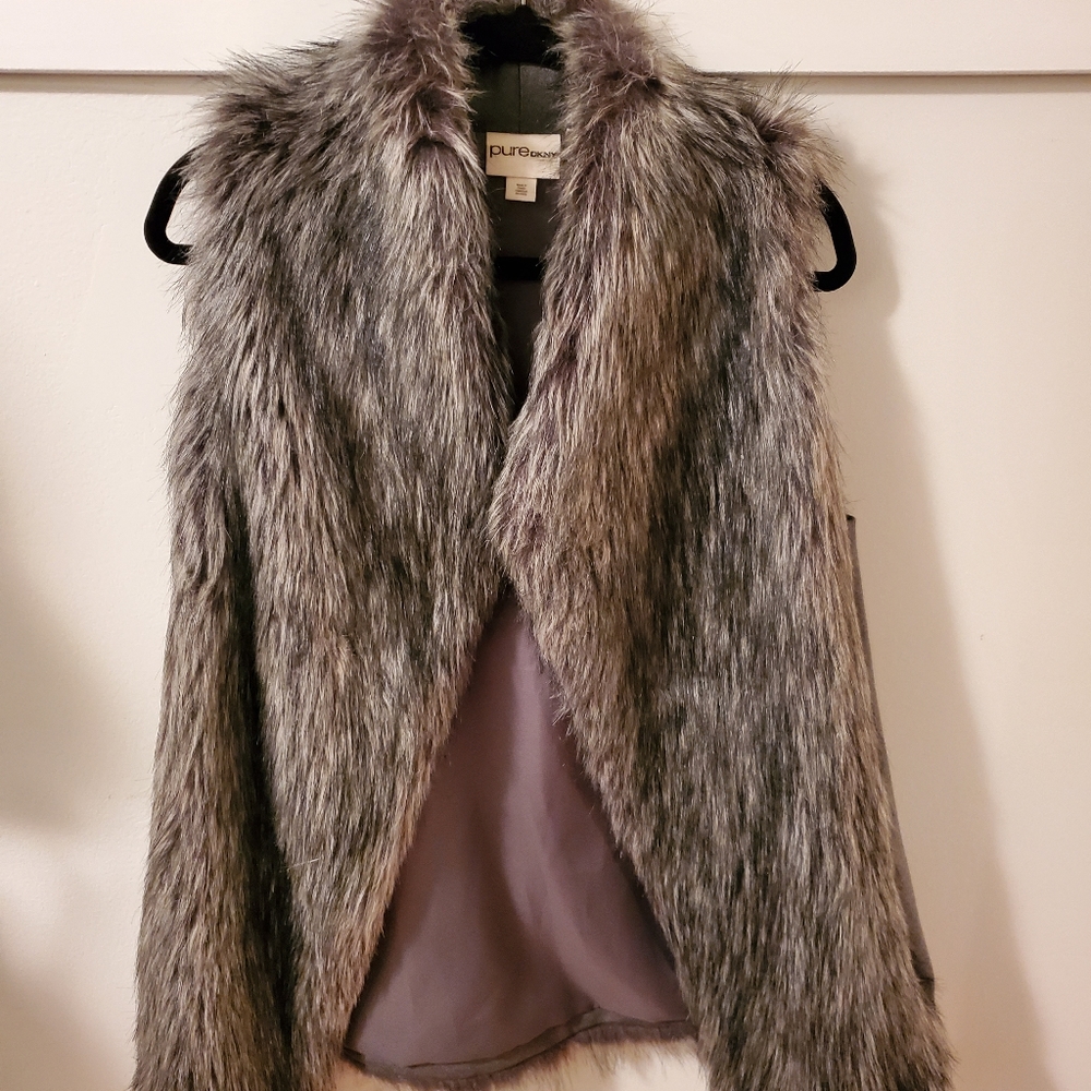 PureDKNY faux fur vest